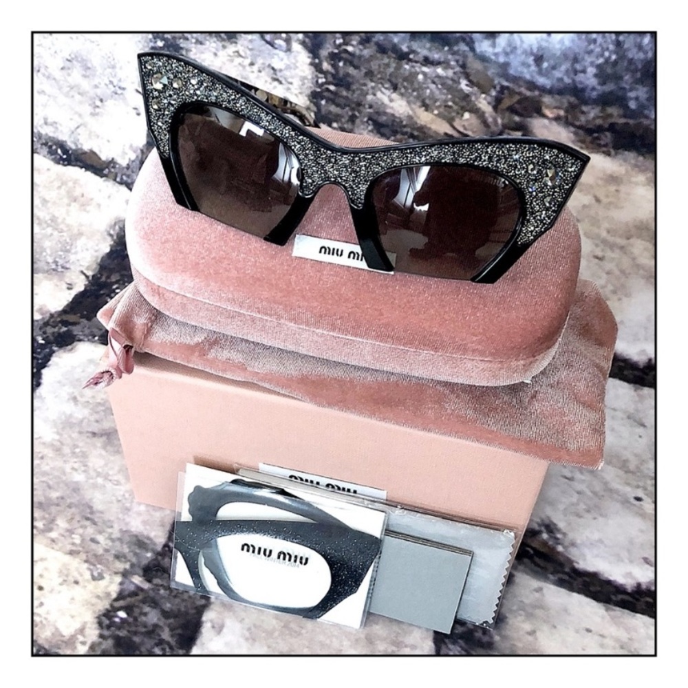 Mui Miu Rasoir Rock Crystal Cat Eye Sunglasses